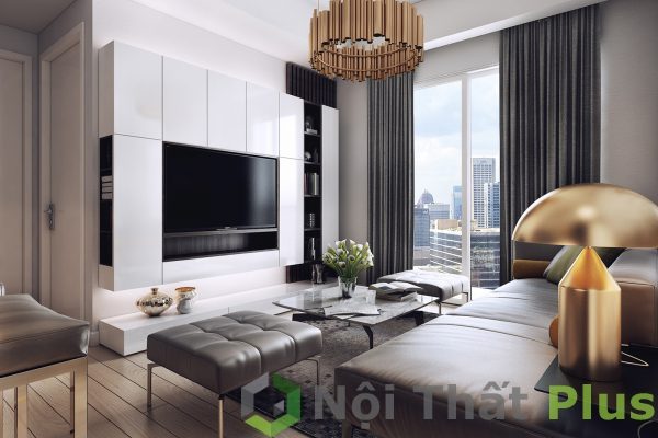 Kệ tivi và vách trang trí phòng khách